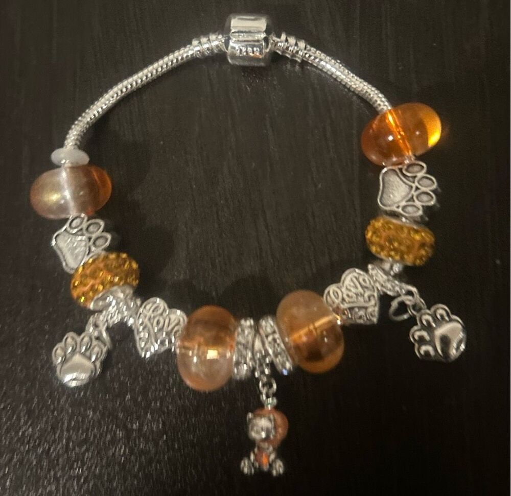 Orange Cat Charm Bracelet